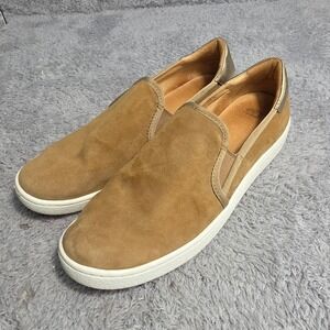 UGG Jass Slip On Sneakers Tan Suede Gold Metallic Women Size‎ 10 Excellent